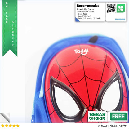 Toddi Tas Ransel Sekolah Anak Backpack Model Spiderman 1801