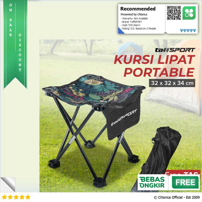 TaffSPORT Kursi Lipat Outdoor Mancing Camping Portable 32 x 32 x 34cm A149