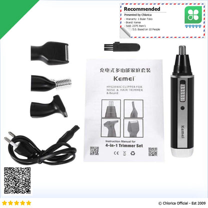 Kemei Alat Cukur Elektrik 4 in 1 Nose Ear Eyebrow Trimmer KM 6630