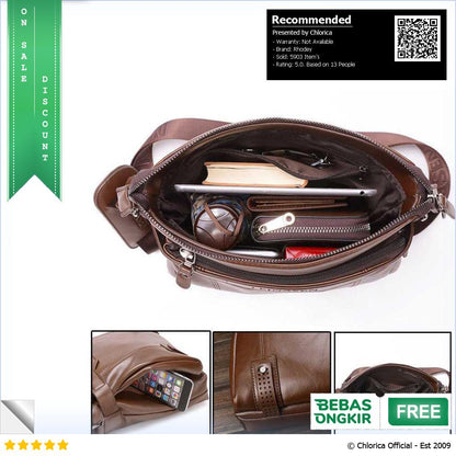 Rhodey Tas Selempang Pria Messenger Bag PU Leather dengan Dompet 15036