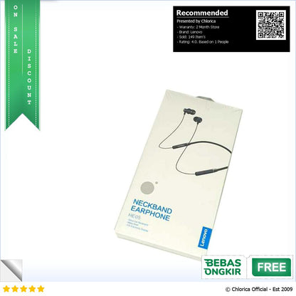 Lenovo Earphone Neckband Bluetooth 5.0 Noise Cancelling IPX5 HE05