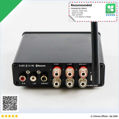 Fosi Audio Bluetooth 5.0 Amplifier 2.1 with Bass and Treble Control BT30D