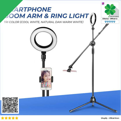 TaffSTUDIO Tripod Stand Holder Smartphone Boom Arm & Ring Light CN 171