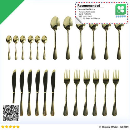 TaffHOME Set Alat Makan Perlengkapan Sendok Garpu Pisau Cutlery 24 PCS TW824