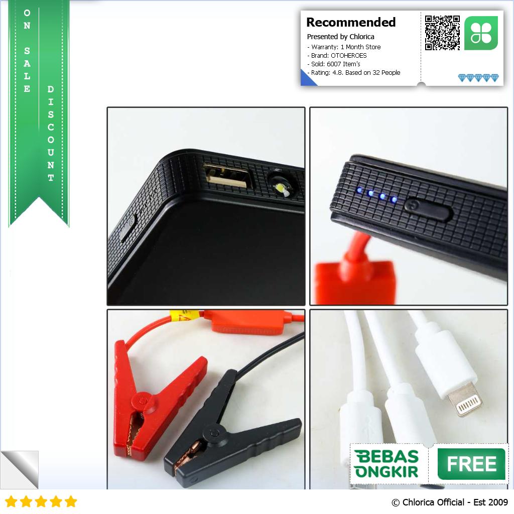 OTOHEROES USB Power Bank Car Jump Starter Flashlight 10000mAh K21