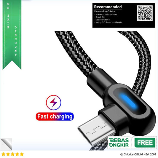 UGI Kabel Data Multifungsi Fast Charging L Shape Braided 5V 2.4A 2M W 009