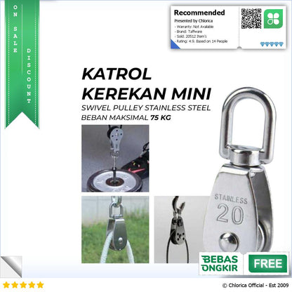 Taffware Katrol Kerekan Mini Serbaguna Swivel Pulley Stainless Steel