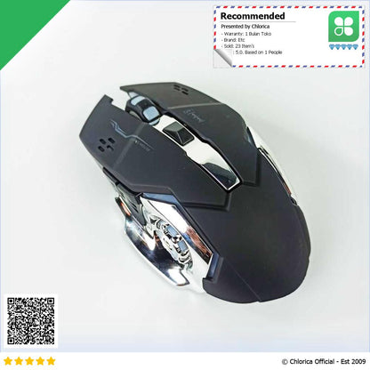 T WOLF Mouse Gaming Silent LED Wireless USB 2.4GHz 600mAh 1600 DPI Q13