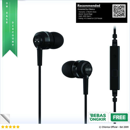 SoundMAGIC Earphones In ear Sound Isolating Powerful Bass Mic ES18S