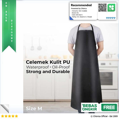 Zhanmai Celemek Masak Apron Dapur Kulit PU Waterproof Durable ZHAP