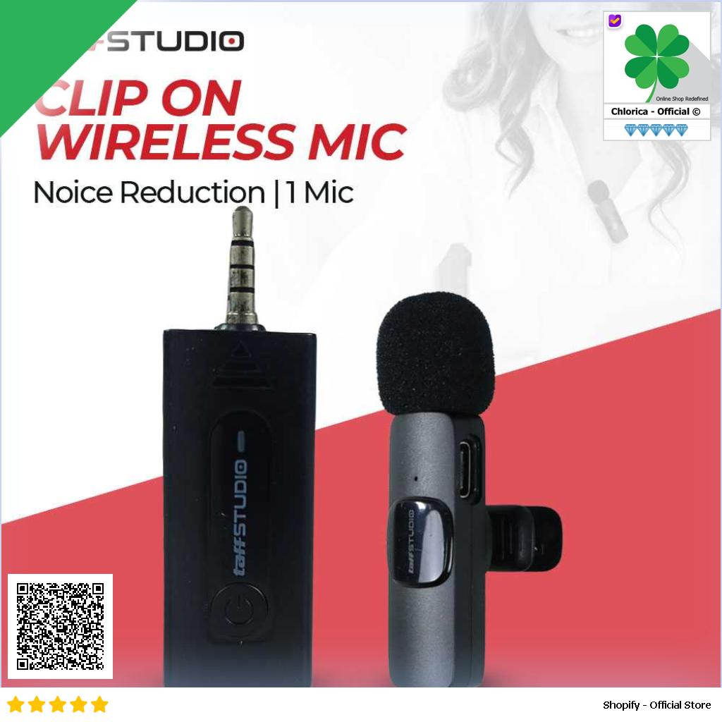 TaffSTUDIO Clip On Mic Wireless Noice Reduction Vlogging Singing 3.5mm K35 Pro