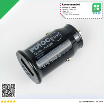 KUULAA Car Charger Mobil USB 2 Port USB Type C PD 3A QC3.0 20W A318