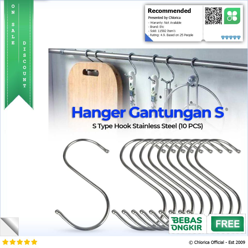 Hanger Gantungan S Serbaguna Stainless Steel Hook 10 PCS M127