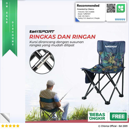 TaffSPORT Kursi Lipat Mancing Camping Foldable Chair with Pocket OL3336