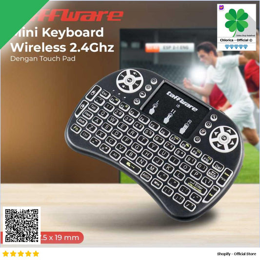 Taffware Air Mouse Wireless Mini Keyboard RGB 2.4GHz Dengan Touch Pad I8