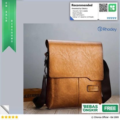 Rhodey Tas Selempang Bisnis Pria Elegant Messenger Bag PU Leather 9906