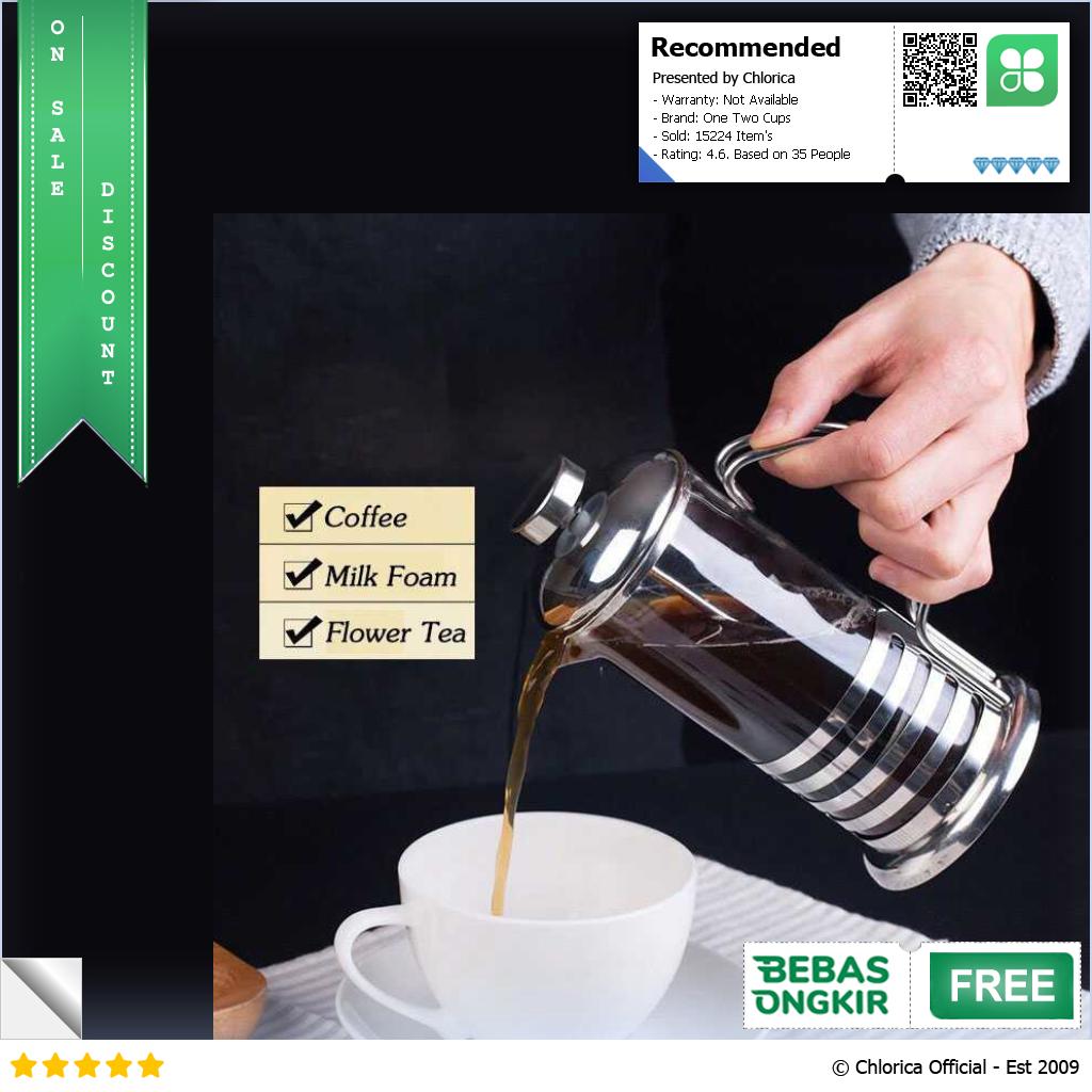 One Two Cups Teko Kopi French Press Coffee Maker Pot 350ml KG72I