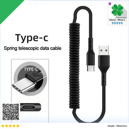 USLION Kabel Data USB Type C Multifungsi Fast Charging Spring 8V 5A PUC1