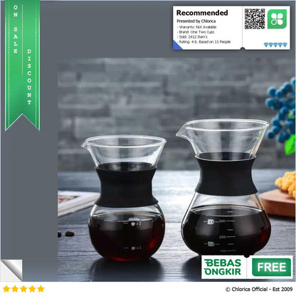 One Two Cups Coffee Server Chemex Drip Pour Over Borosilicate Glass SE111