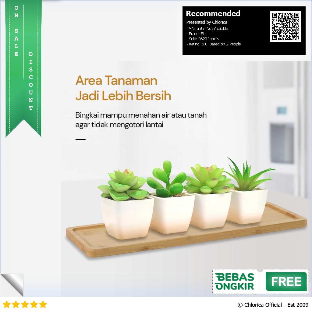 WITUSE Alas Tatakan Pot Tanaman Minimalis Persegi Panjang Bamboo Tray EQF301