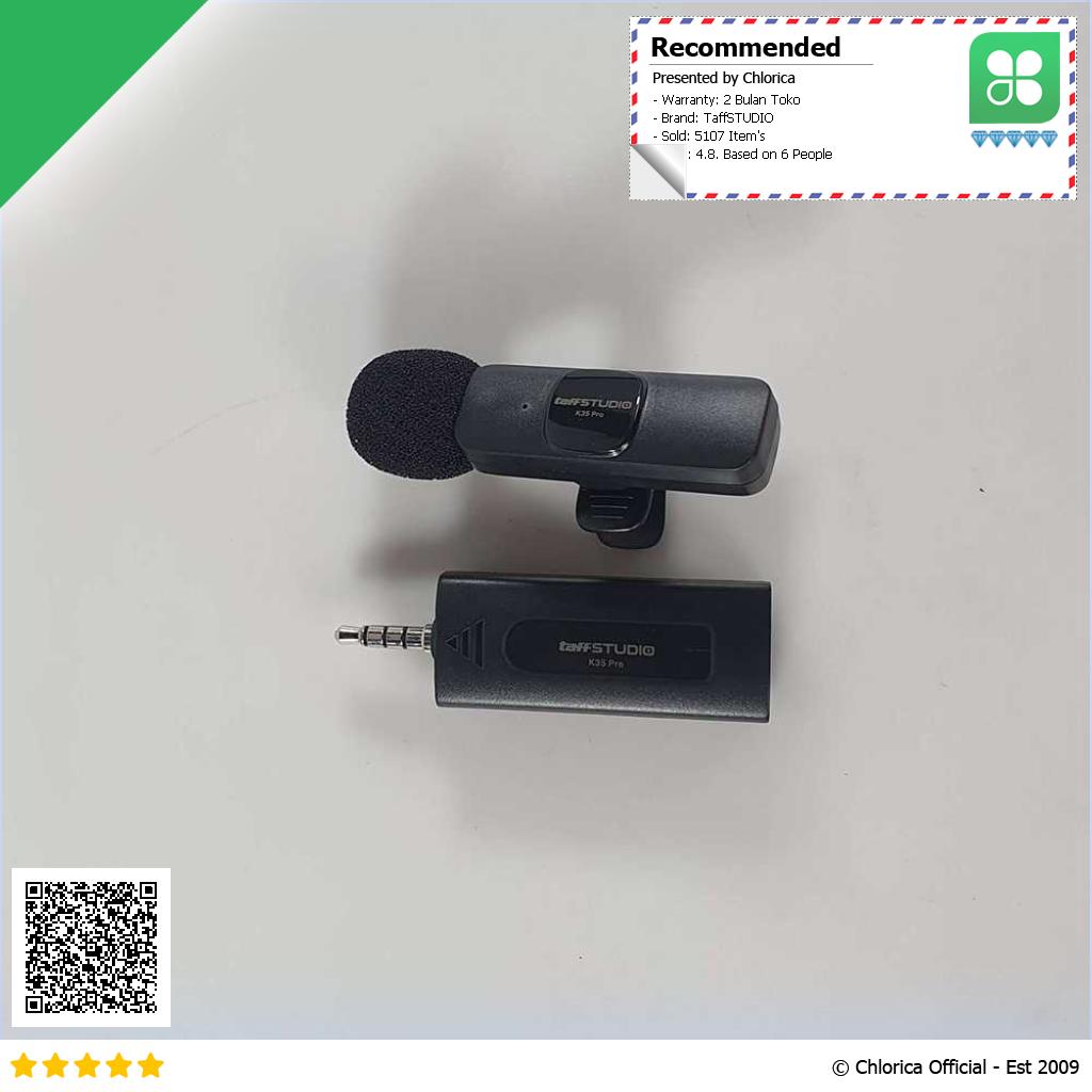 TaffSTUDIO Clip On Mic Wireless Noice Reduction Vlogging Singing 3.5mm K35 Pro