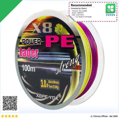 TaffSPORT Senar Benang Tali Pancing Super PE Braided Fishing Line 100M X8