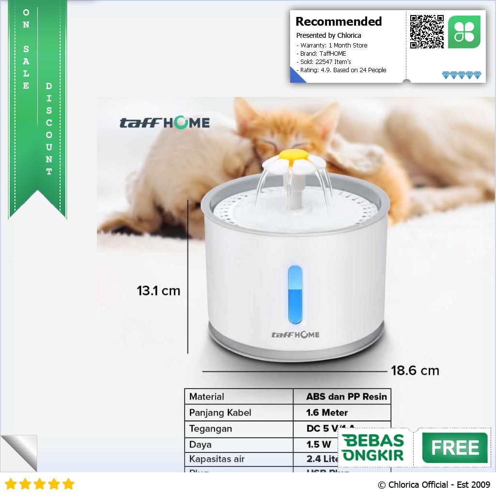 TaffHOME Water Dispenser Fountain Tempat Minum Anjing 2.4L DR008