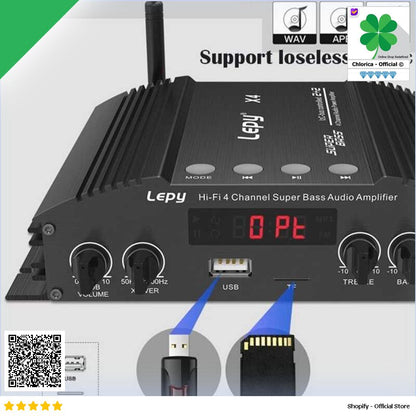 Lepy Audio Amplifier Bluetooth USB TF HiFi Sound Booster with Remote LP X4