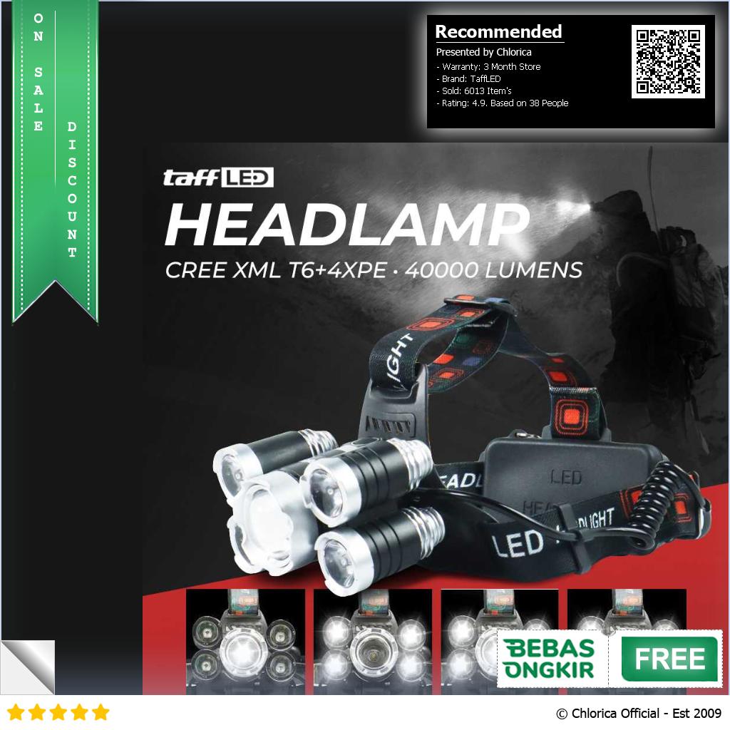 TaffLED Headlamp Light Cree XML T6+4XPE 40000 Lumens BL254