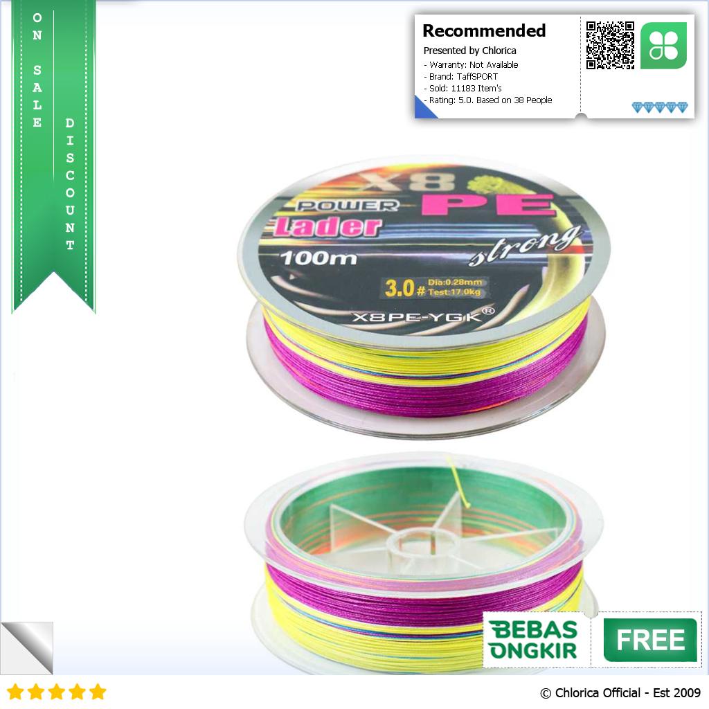 TaffSPORT Senar Benang Tali Pancing Super PE Braided Fishing Line 100M X8