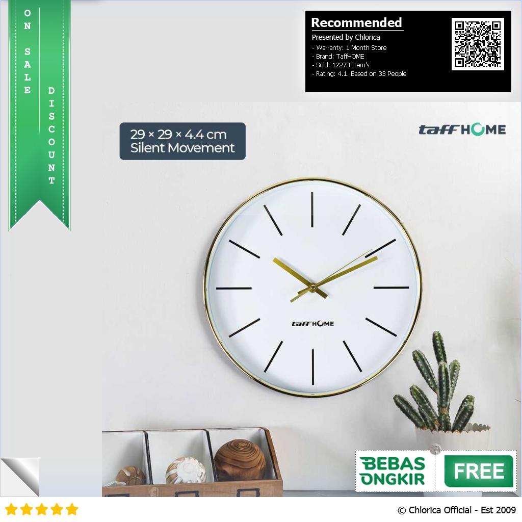 TaffHOME Jam Dinding Bulat Silent Movement Quartz Model Modern H6589