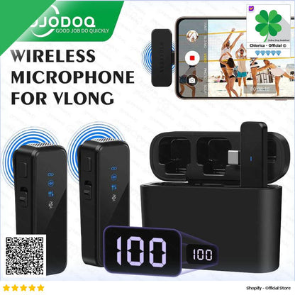 GOOJODOQ Microphone Wireless Portable Lavalier Mic Kit 2.4G USB Type C GO20