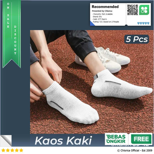 LKWDer Kaos Kaki Kasual Sporty Cotton Breathable 39 42 5 Pasang LK5