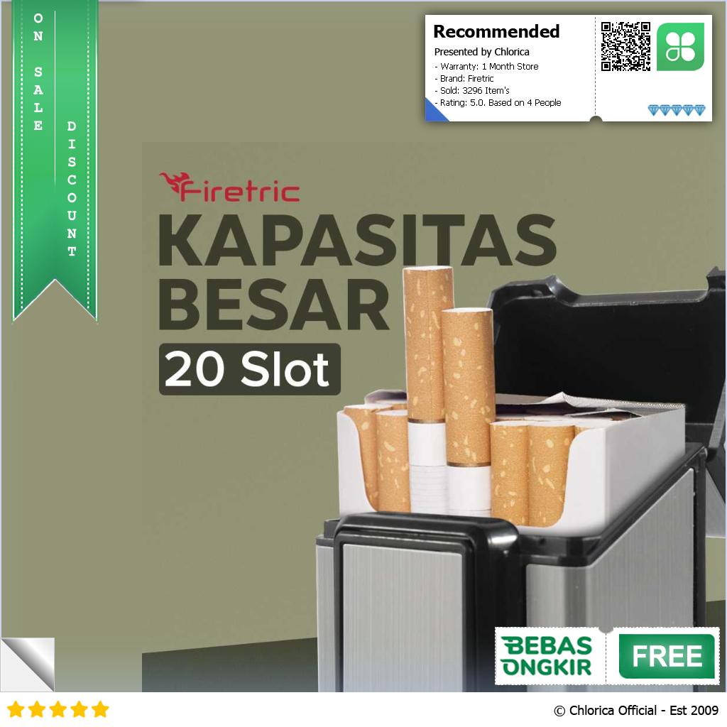 Firetric Focus Kotak Rokok 20 Slot dengan Korek Elektrik Pyrotechnic JD YH071