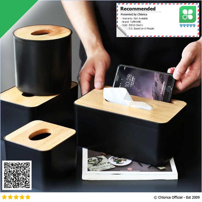 TaffHOME Kotak Tisu Kayu Multifungsi Wooden Tissue Box ZJ003