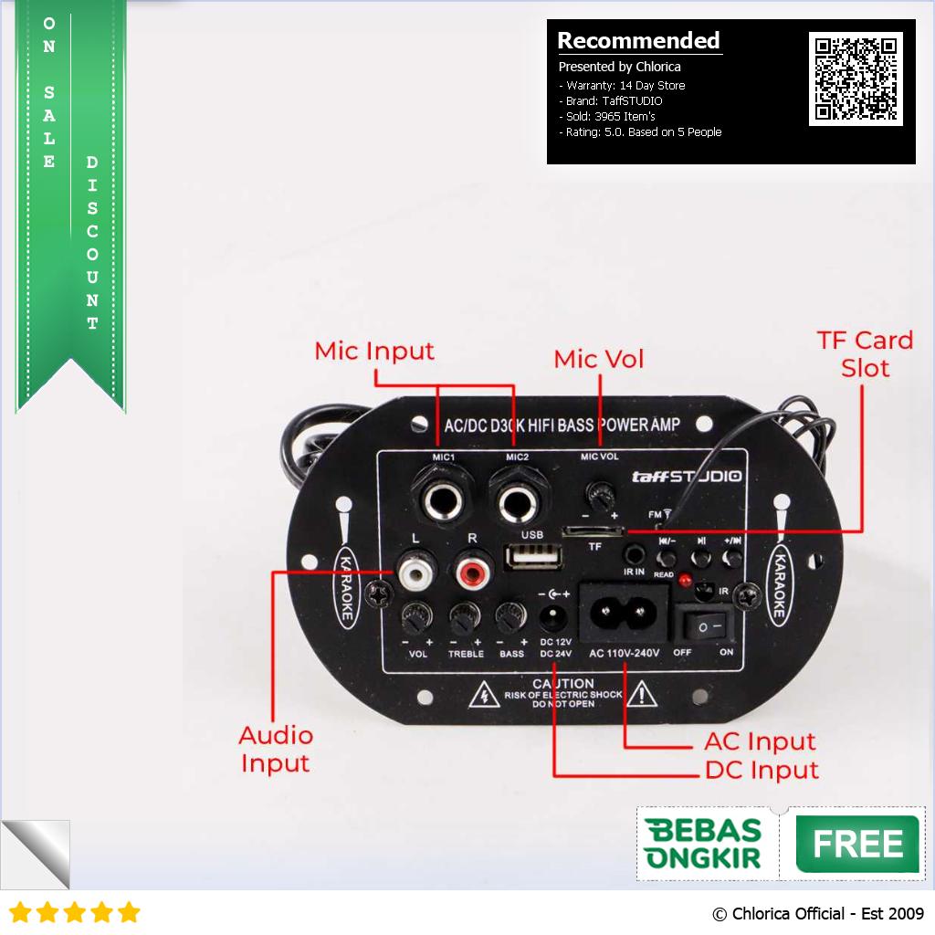 TaffSTUDIO Amplifier Board Audio Bluetooth Subwoofer DIY 35W D30K