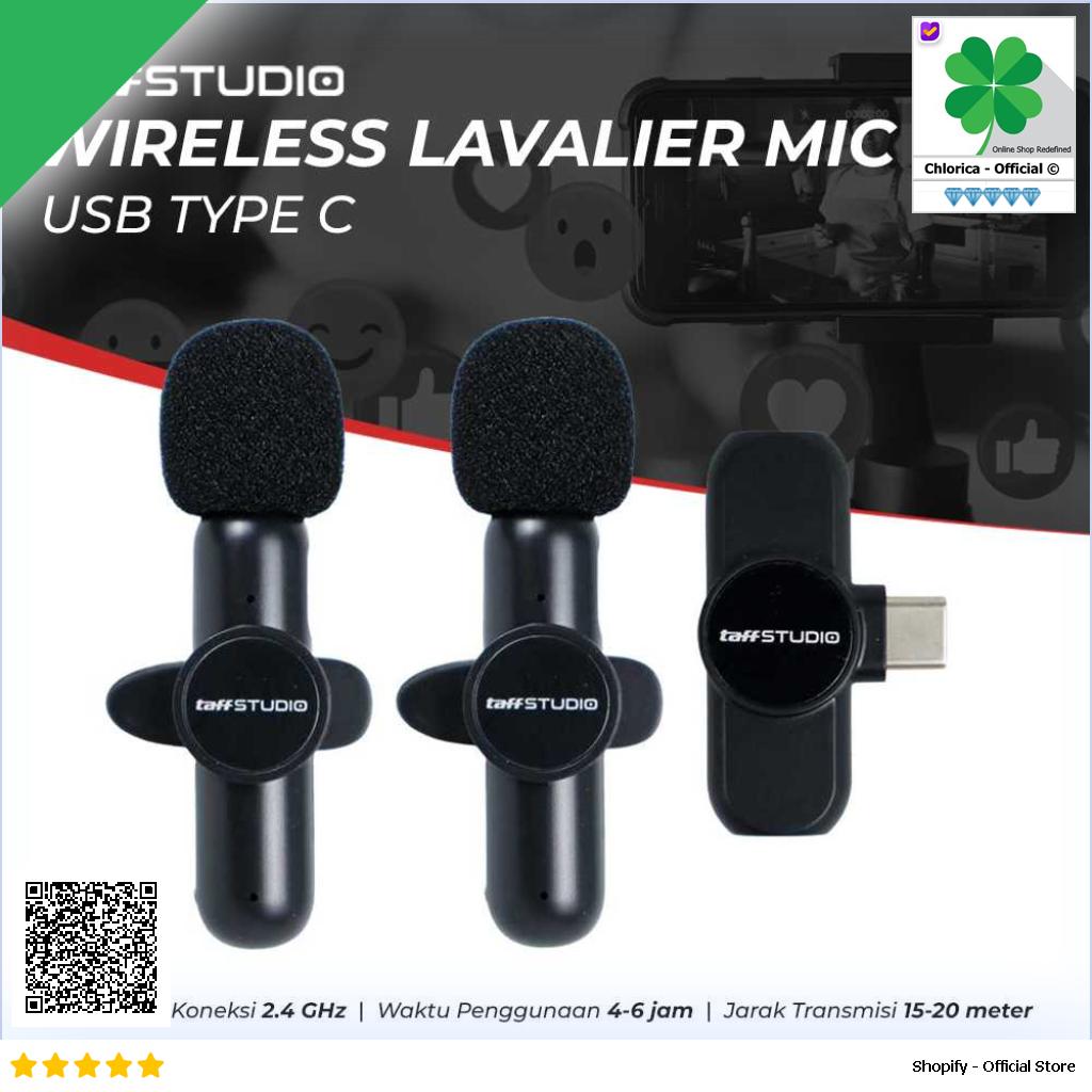 TaffSTUDIO Wireless Lavalier Microphone Vlogger USB Type C 2Mic 2.4GHz G10