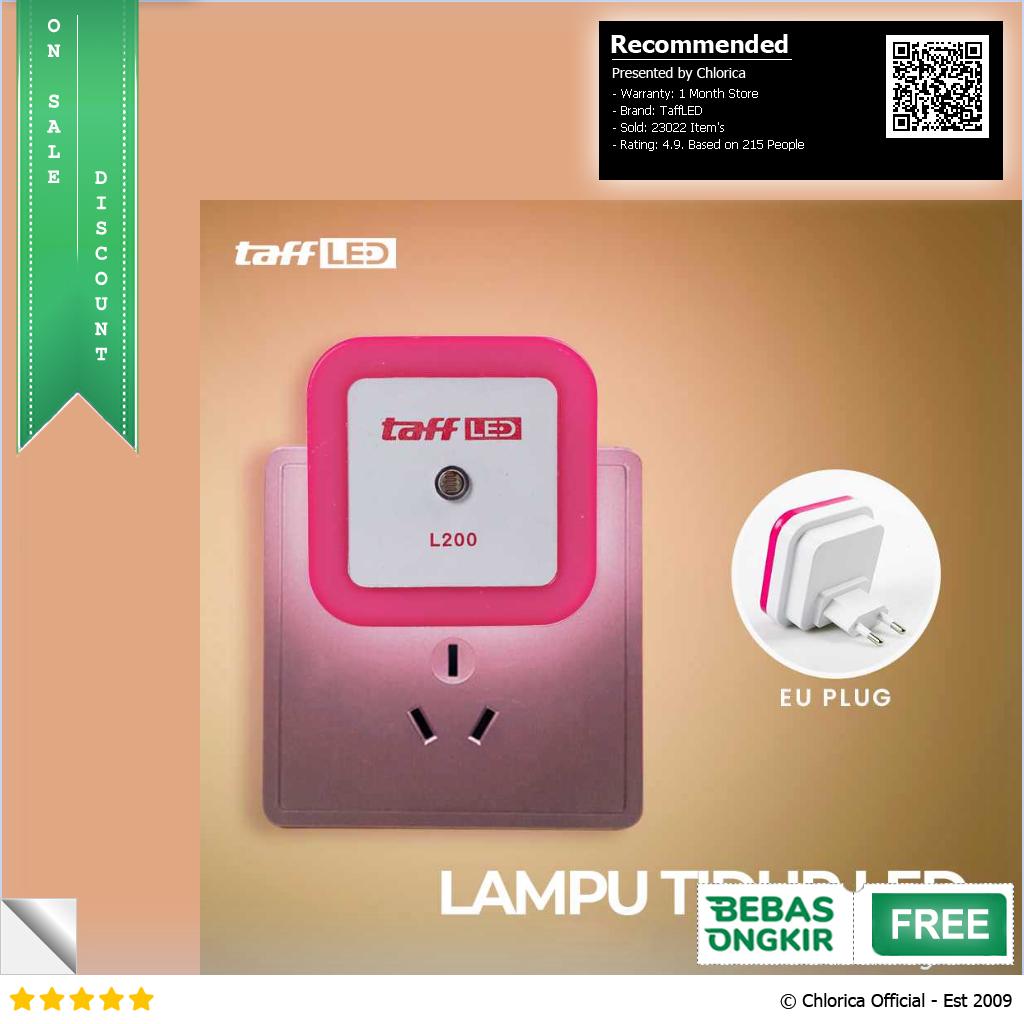 TaffLED Lampu Tidur LED EU Plug Sensor Cahaya Cool White 250V 0.5W L200