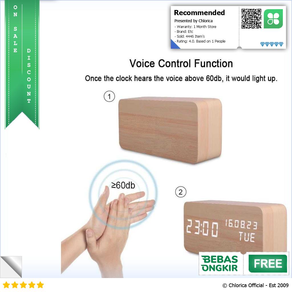 Lovin Jam Weker Alarm Digital Kayu Clock Temperatur Voice Control TX602