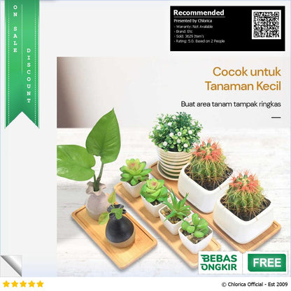 WITUSE Alas Tatakan Pot Tanaman Minimalis Persegi Panjang Bamboo Tray EQF301