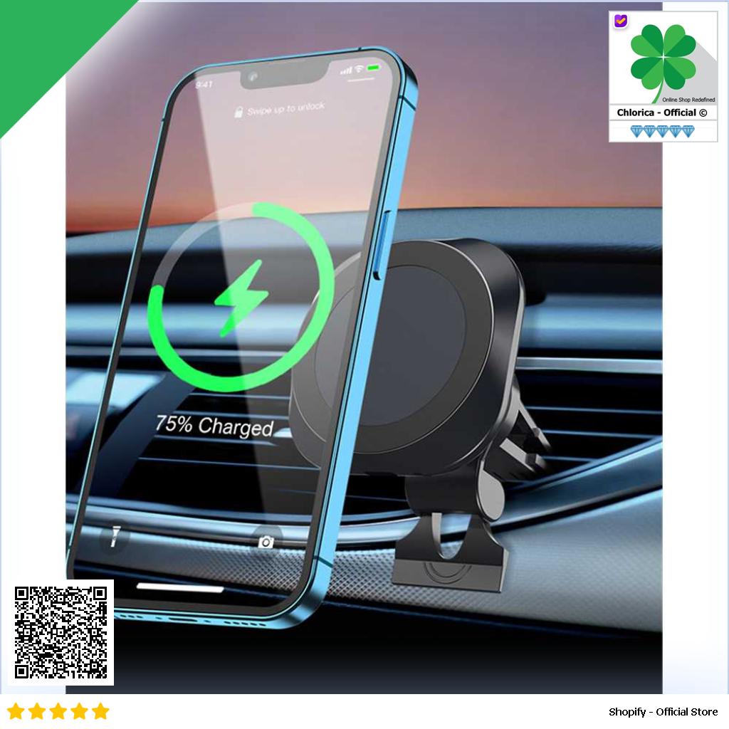 VIKEFON Wireless Charger Magnetic Phone Holder Car Fast Charging 15W R988