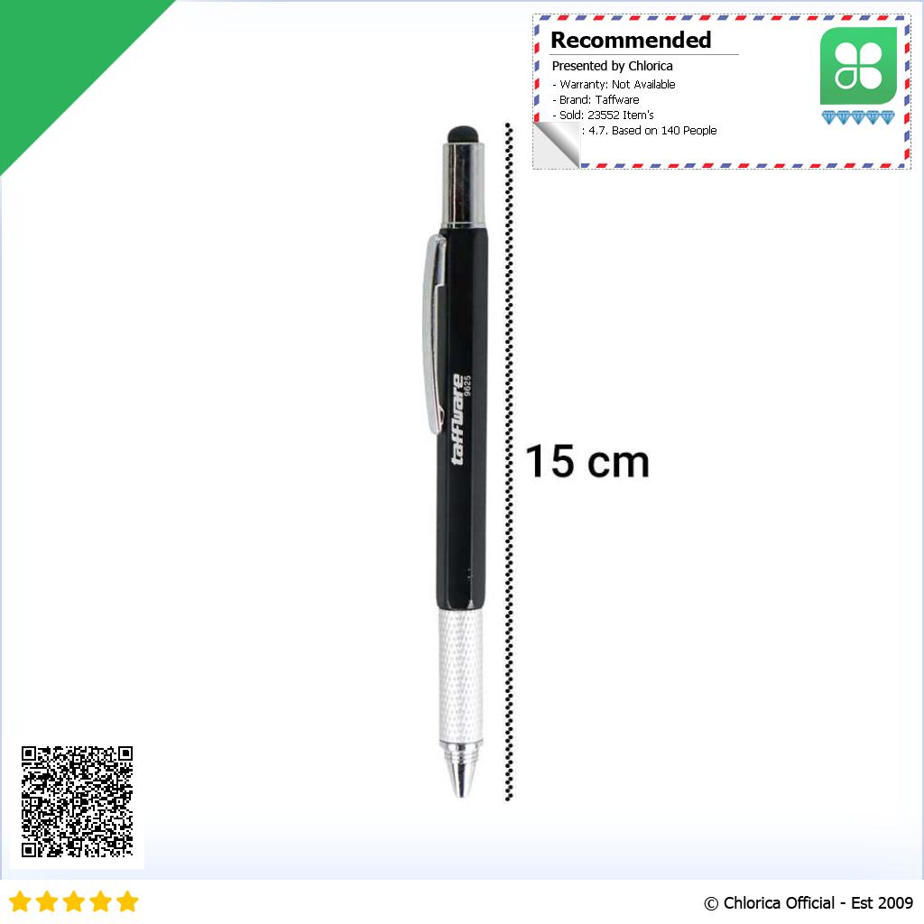 Taffware Pena Multifungsi Plastik Stylus Penggaris Waterpass Obeng 9625