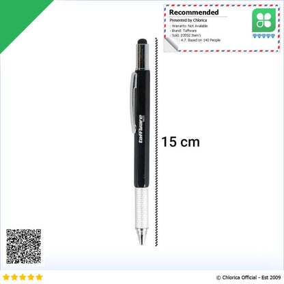 Taffware Pena Multifungsi Plastik Stylus Penggaris Waterpass Obeng 9625