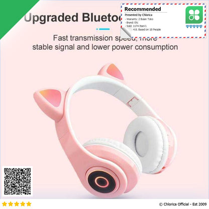 RLoop Bluetooth Headset Headphone Telinga Kucing Cute Cat Ear LX B39A