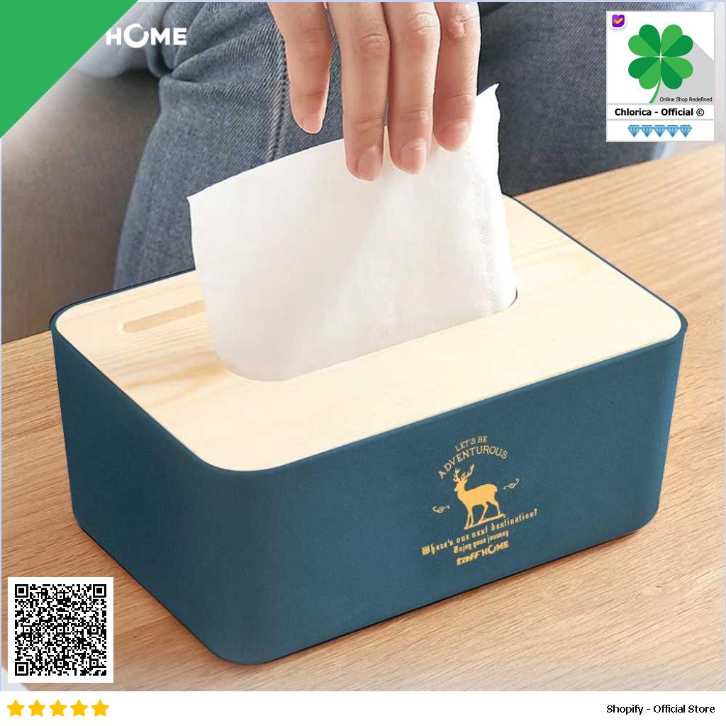 TaffHOME Kotak Tisu Kayu Tissue Box dengan Holder Smartphone ZJ008