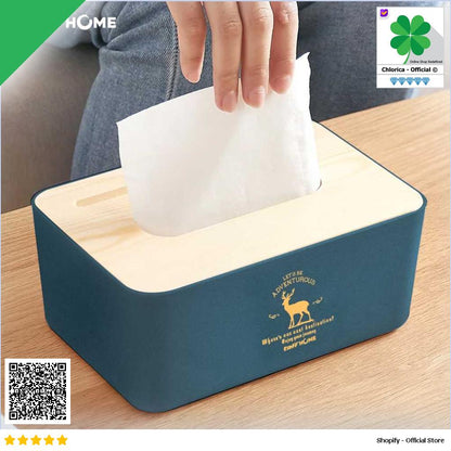 TaffHOME Kotak Tisu Kayu Tissue Box dengan Holder Smartphone ZJ008