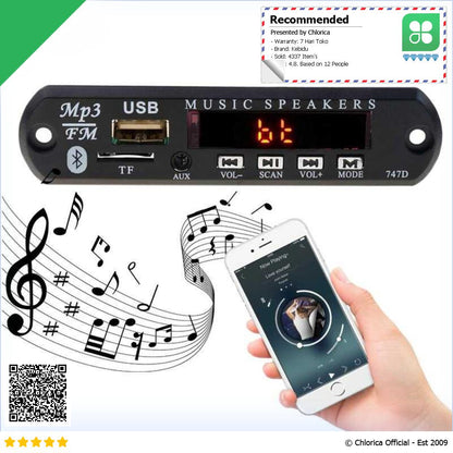 Kebidu Tape Mobil Audio Speaker MP3 Player Bluetooth Wireless Receiver 747D