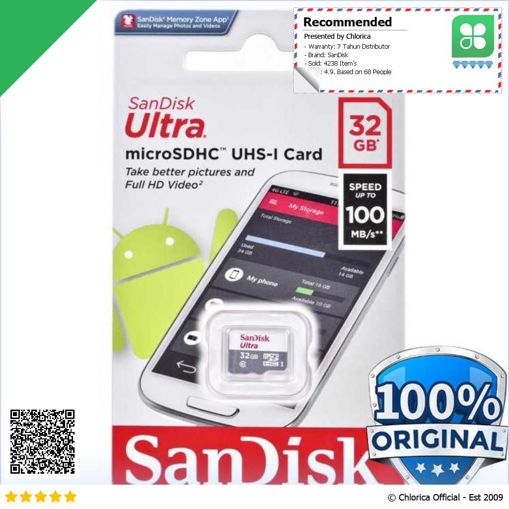 SanDisk Ultra microSDHC UHS I Class 10 100MB s SDSQUNR