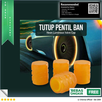 FIREFLYS Tutup Pentil Ban Mobil Motor Neon Luminous Valve Cap 4 PCS F8