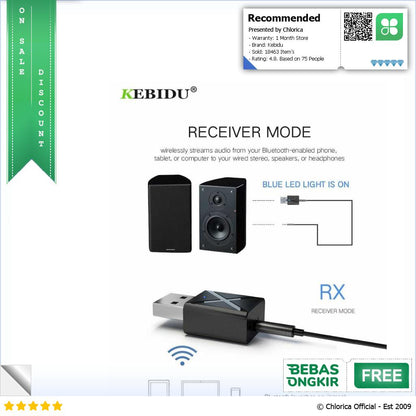 Kebidu USB Dongle HiFi Audio Transmitter & Receiver Bluetooth 5.0 KN320